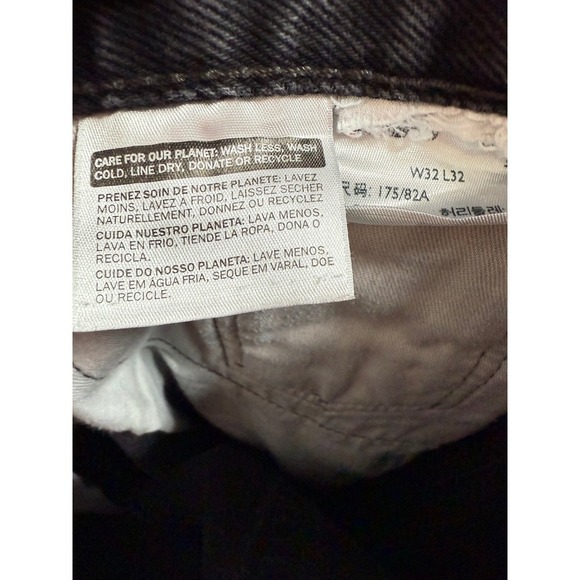 Vintage Y2K Levi's 505 Straight Leg Black Grunge Work Pants Denim Jeans 32X32 - Picture 7 of 8